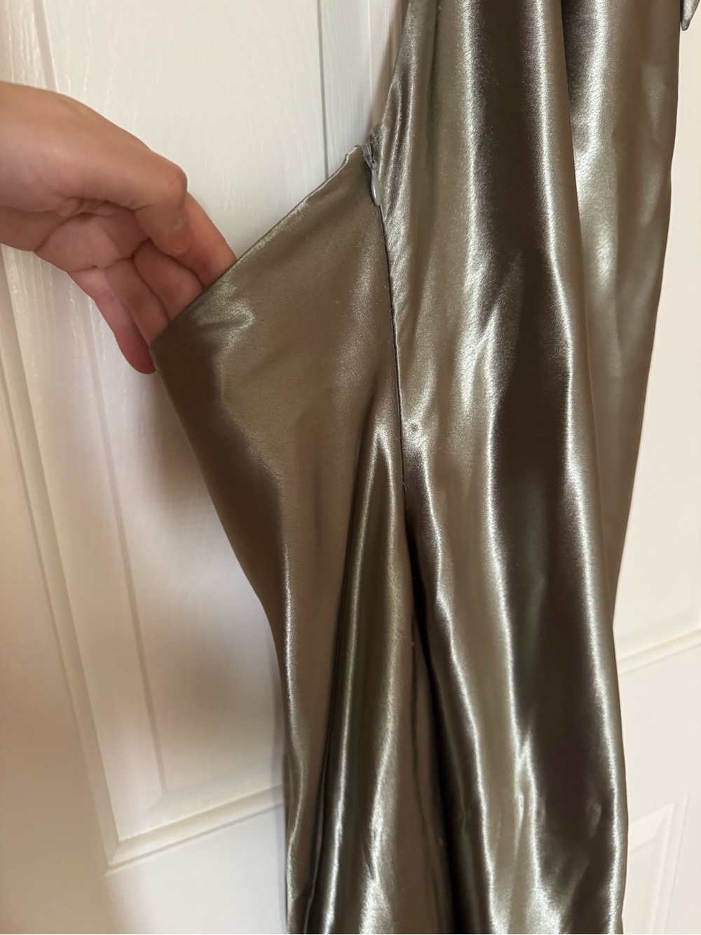 Lovers + Friends Sage Green Metallic Halter Maxi Dress with Slit - Picture 10 of 11